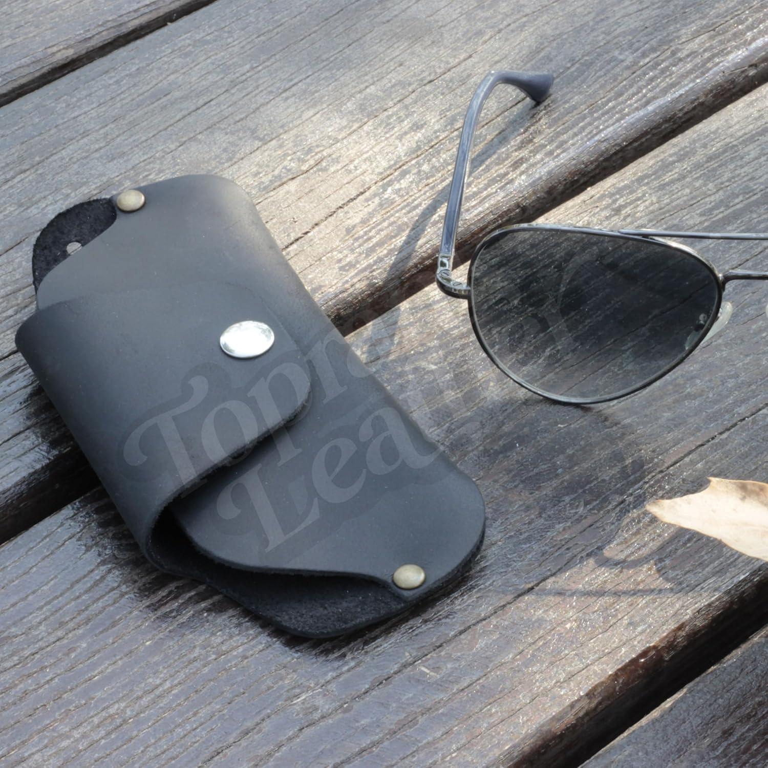 Estuche de Gafas de Cuero Genuino Toprank - Delgado y Ligero