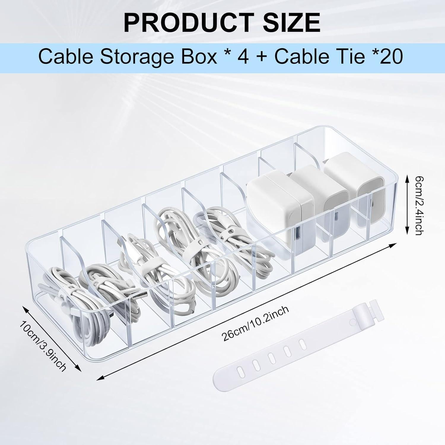 Caja Organizadora de Cables Tatuo 4 Pcs Transparente