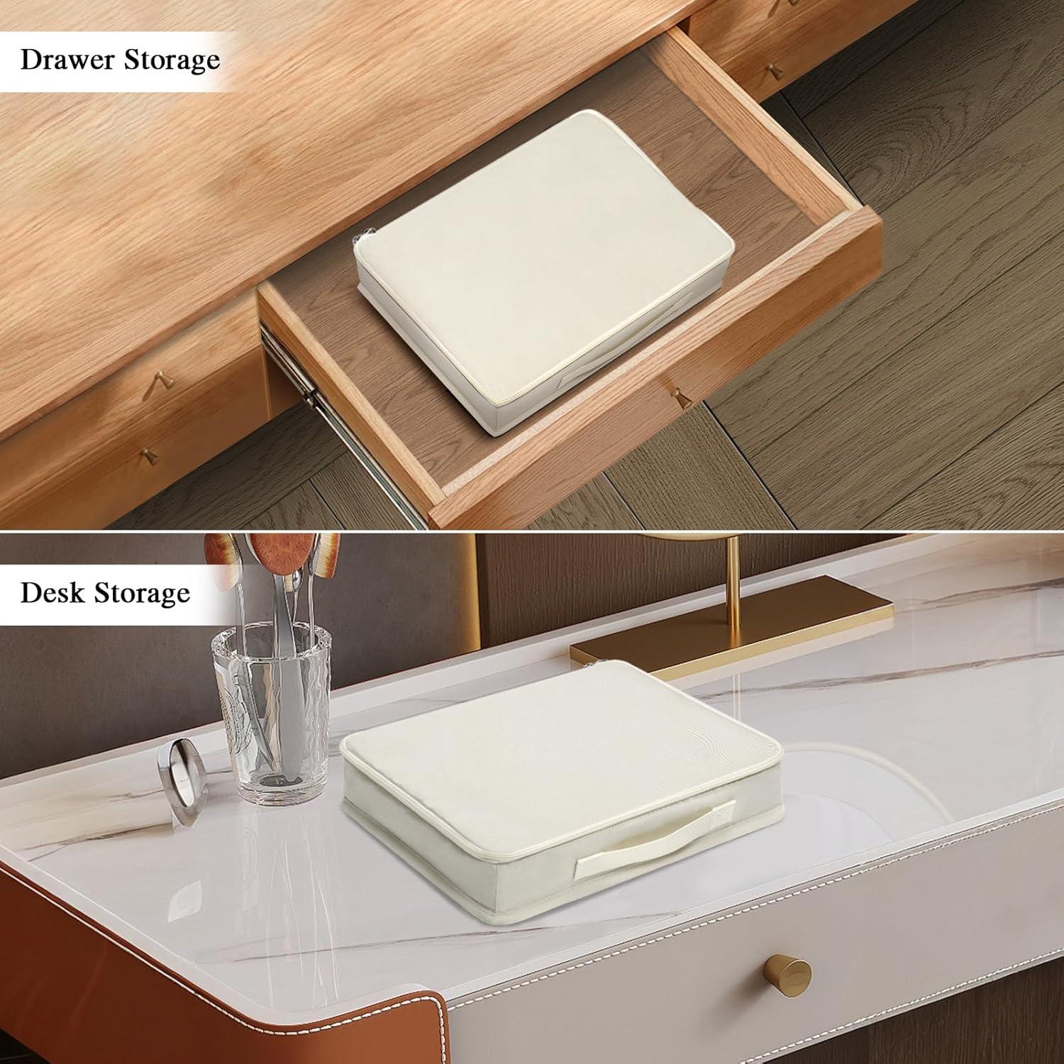 Estuche Organizador de Gafas Bukere Beige, 12 Compartimentos Ajustables