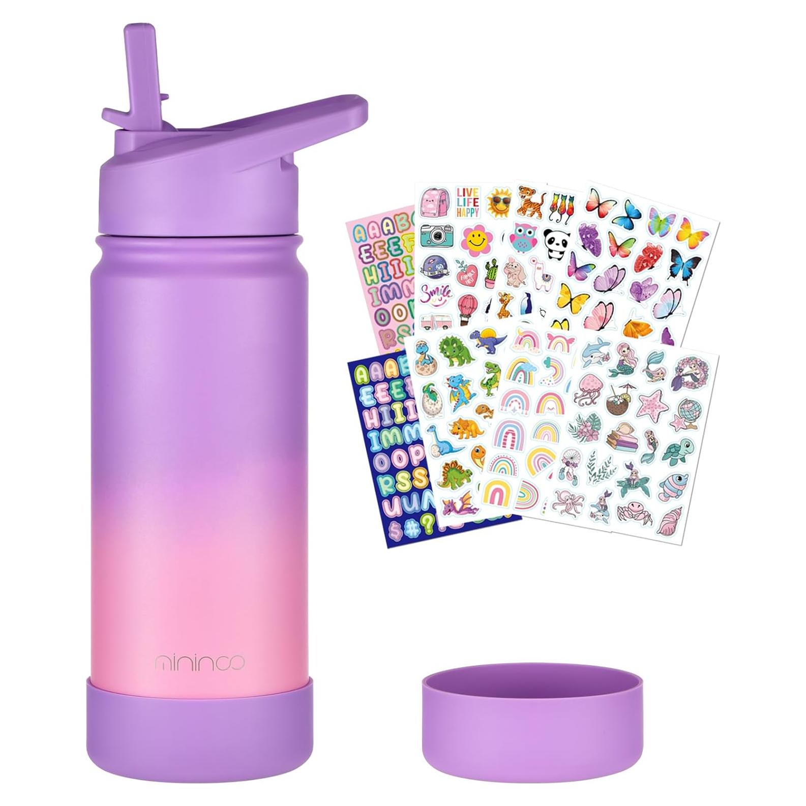 Botella de Agua Aislada Mininoo 473ml Niños Púrpura/Rosa