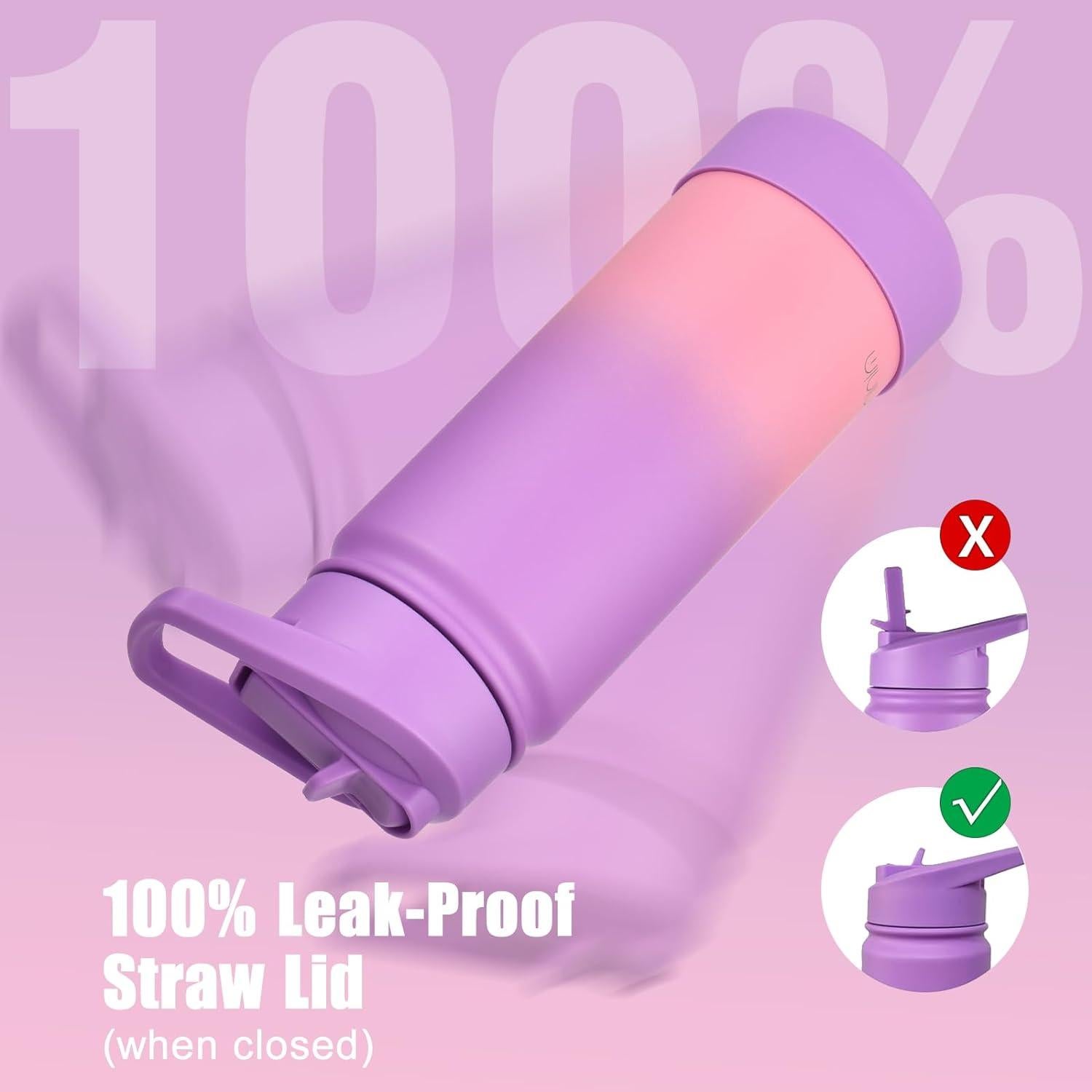 Botella de Agua Aislada Mininoo 473ml Niños Púrpura/Rosa