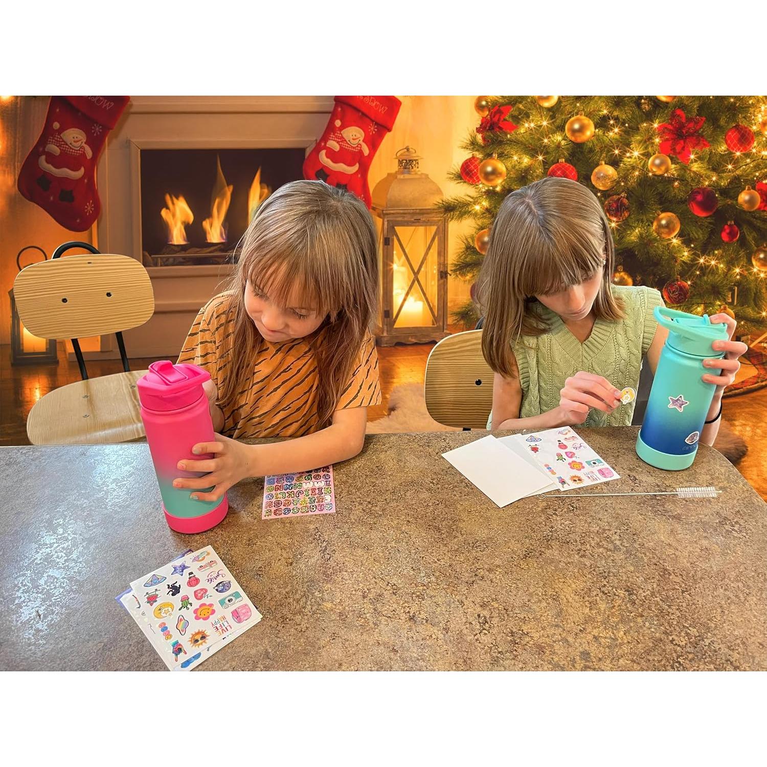 Botella de Agua Aislada Mininoo 473ml Niños Púrpura/Rosa