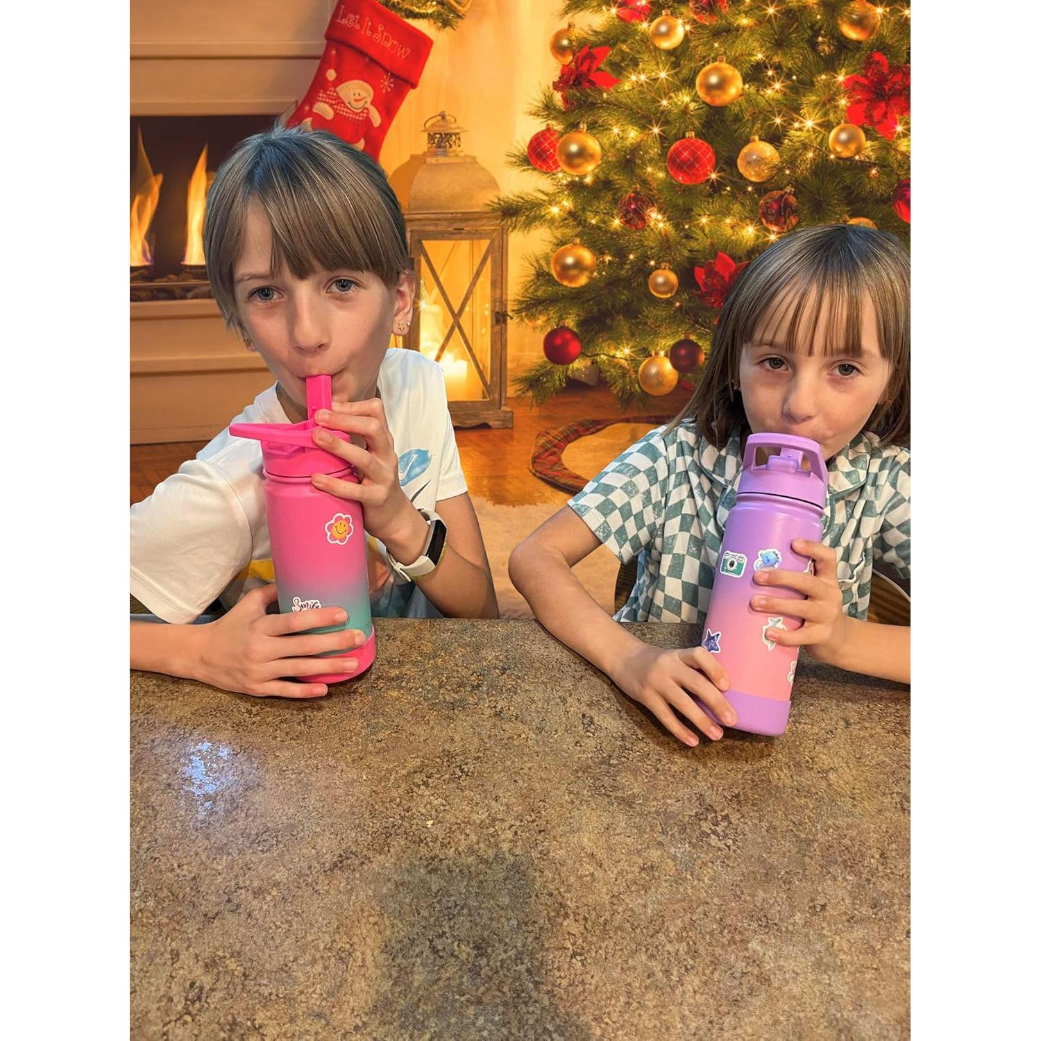 Botella de Agua Aislada Mininoo 473ml Niños Púrpura/Rosa