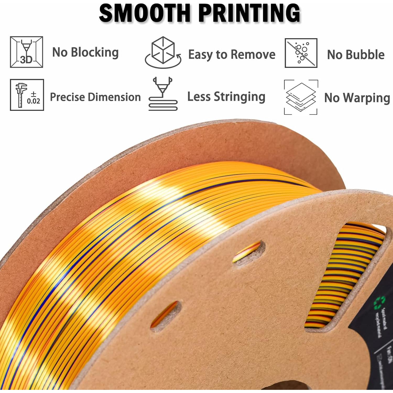 Filamento PLA 1.75mm OVV3D Tri-color Seda 1kg