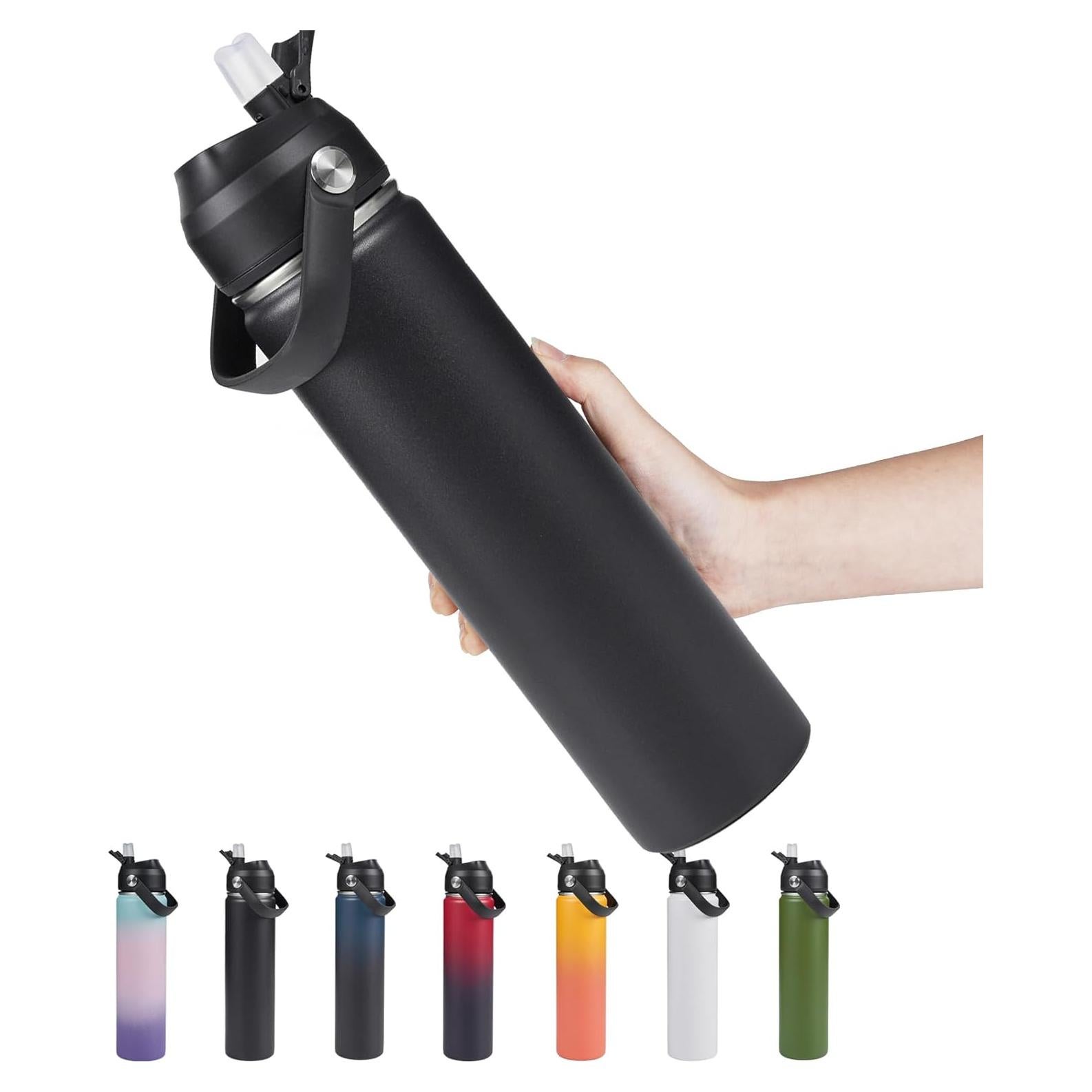 Botella de Agua Aislada Fijinhom 24 oz Doble Pared Negro