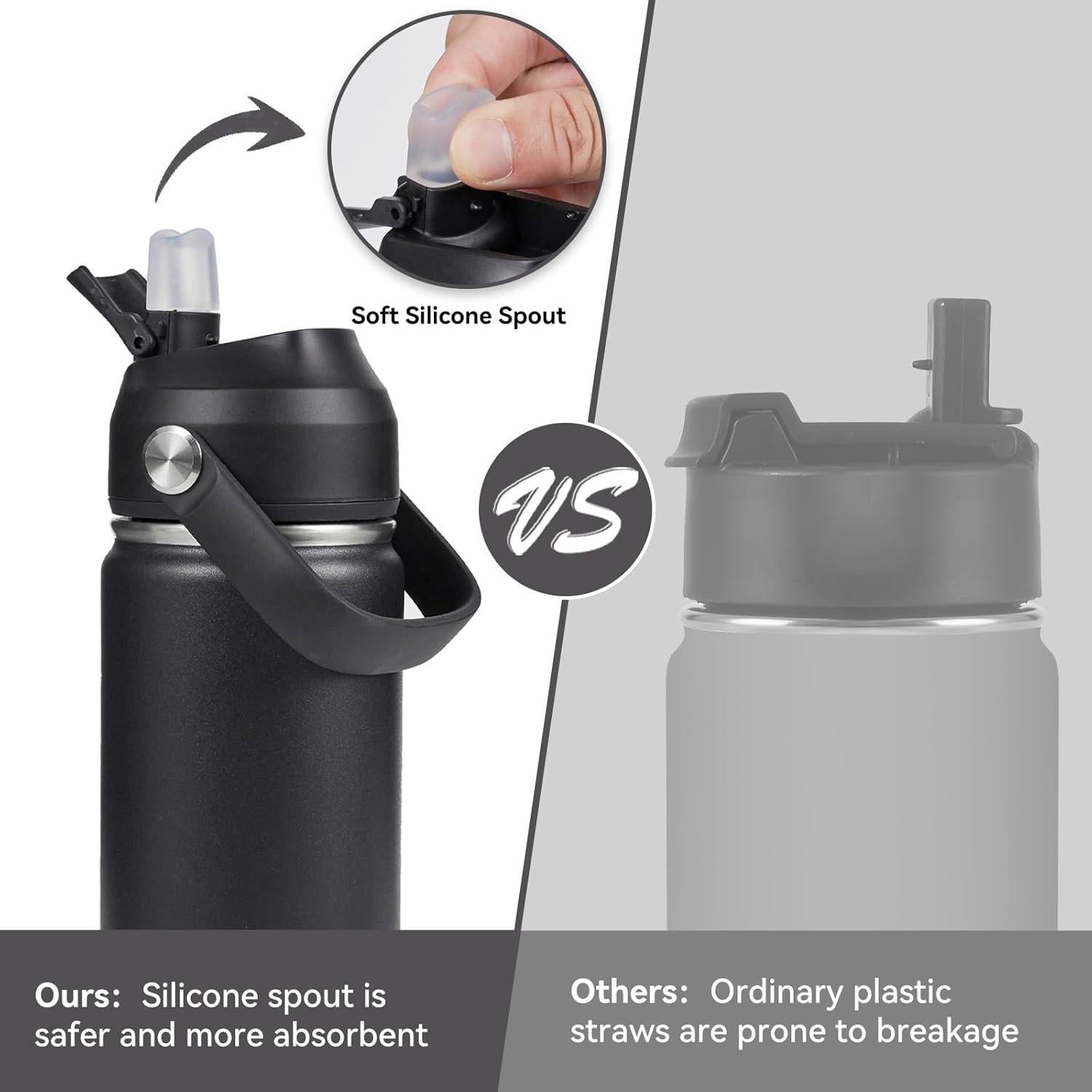 Botella de Agua Aislada Fijinhom 24 oz Doble Pared Negro