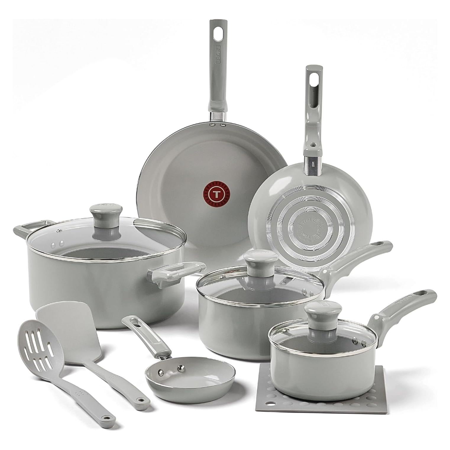 Juego de Utensilios de Cocina T-fal 12 Piezas Cerámica Gris