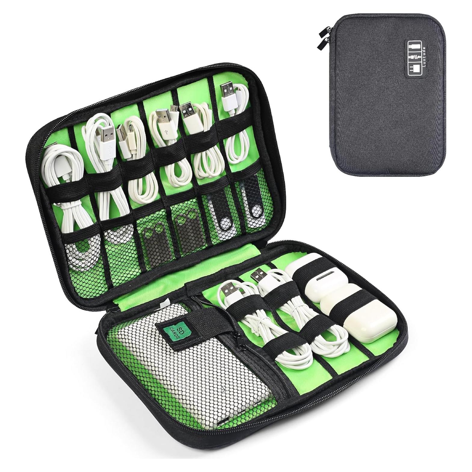 Organizador de Cables Luxtude 24x16cm Negro Portátil