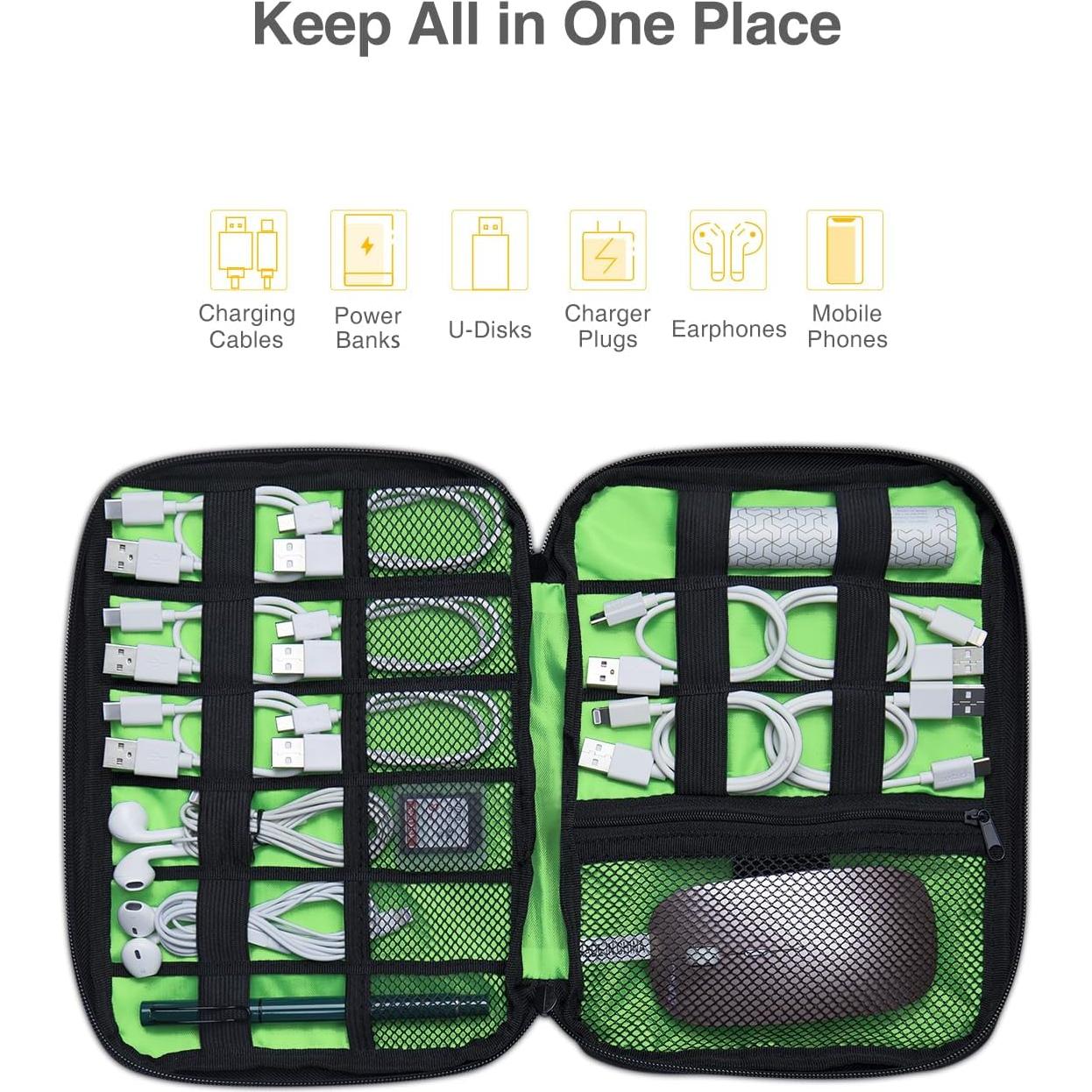 Organizador de Cables Luxtude 24x16cm Negro Portátil