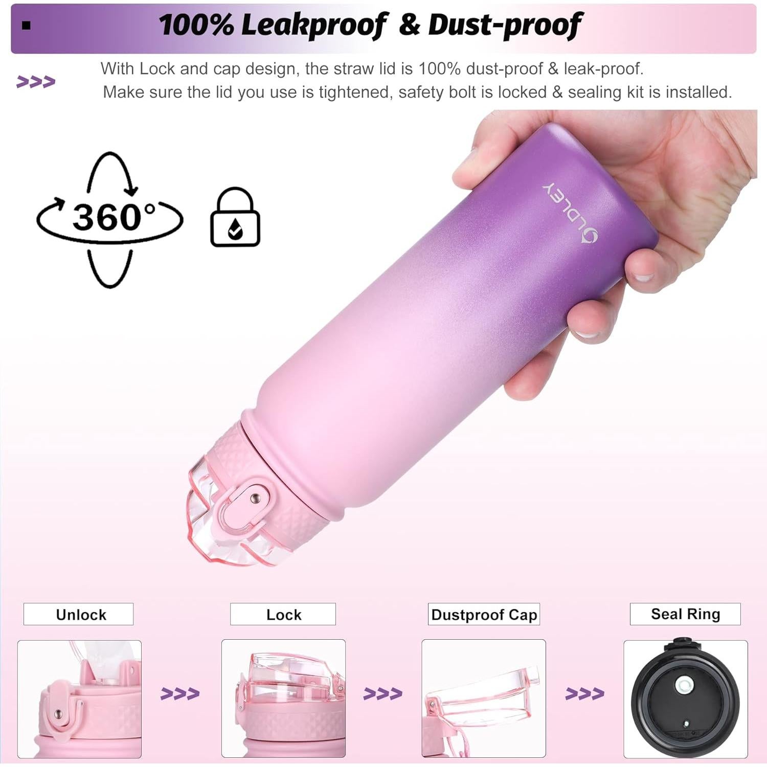 Botella de Agua Aislada Oldley 591 ml con 3 Tapas