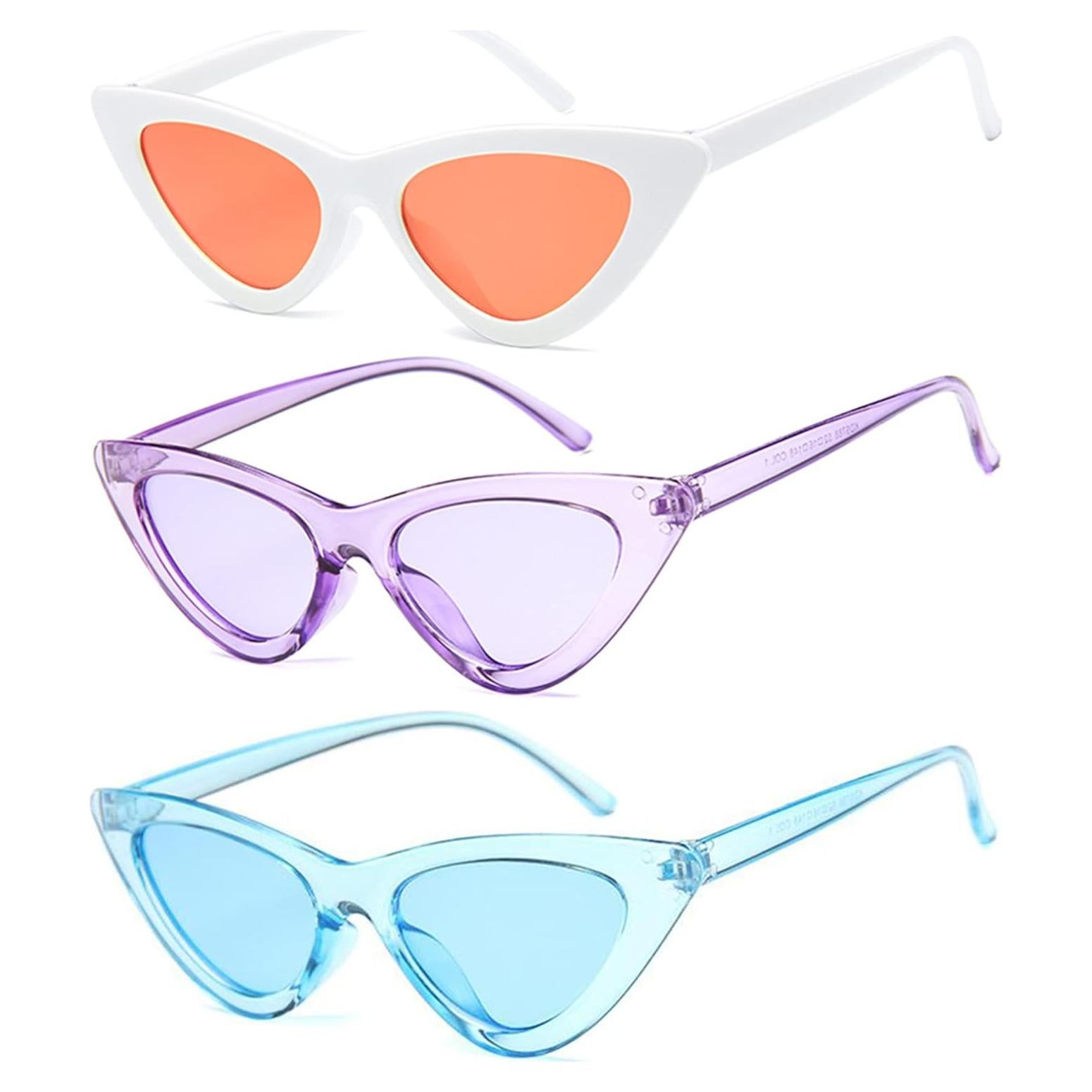 Paquete de 8 Gafas de Sol Retro Ojo de Gato Neón para Mujeres