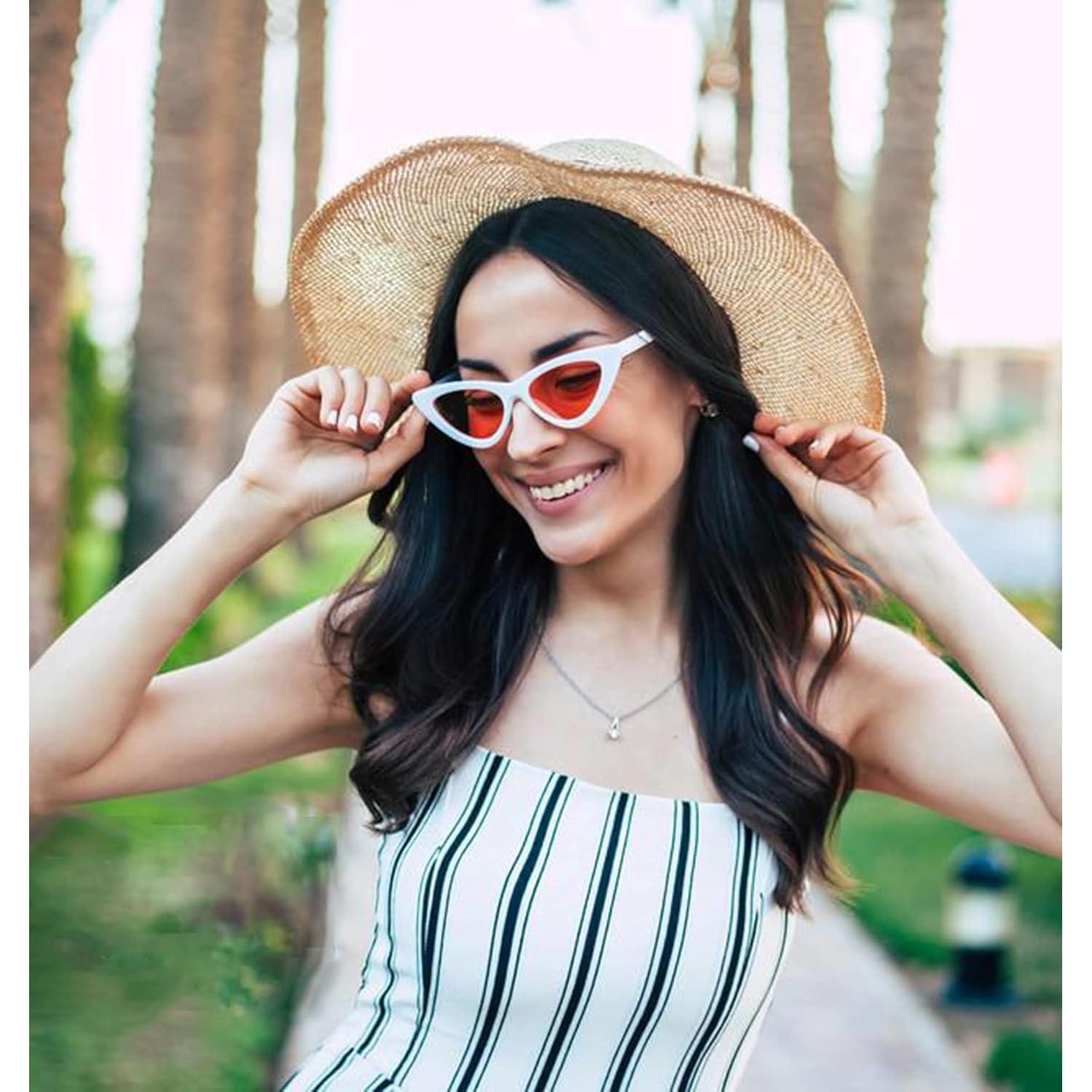 Paquete de 8 Gafas de Sol Retro Ojo de Gato Neón para Mujeres