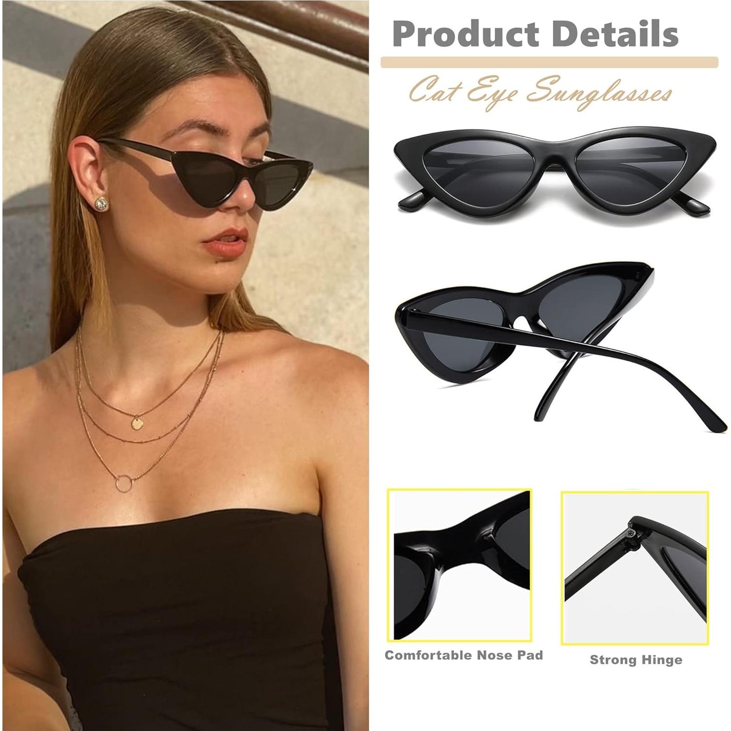 Paquete de 8 Gafas de Sol Retro Ojo de Gato Neón para Mujeres