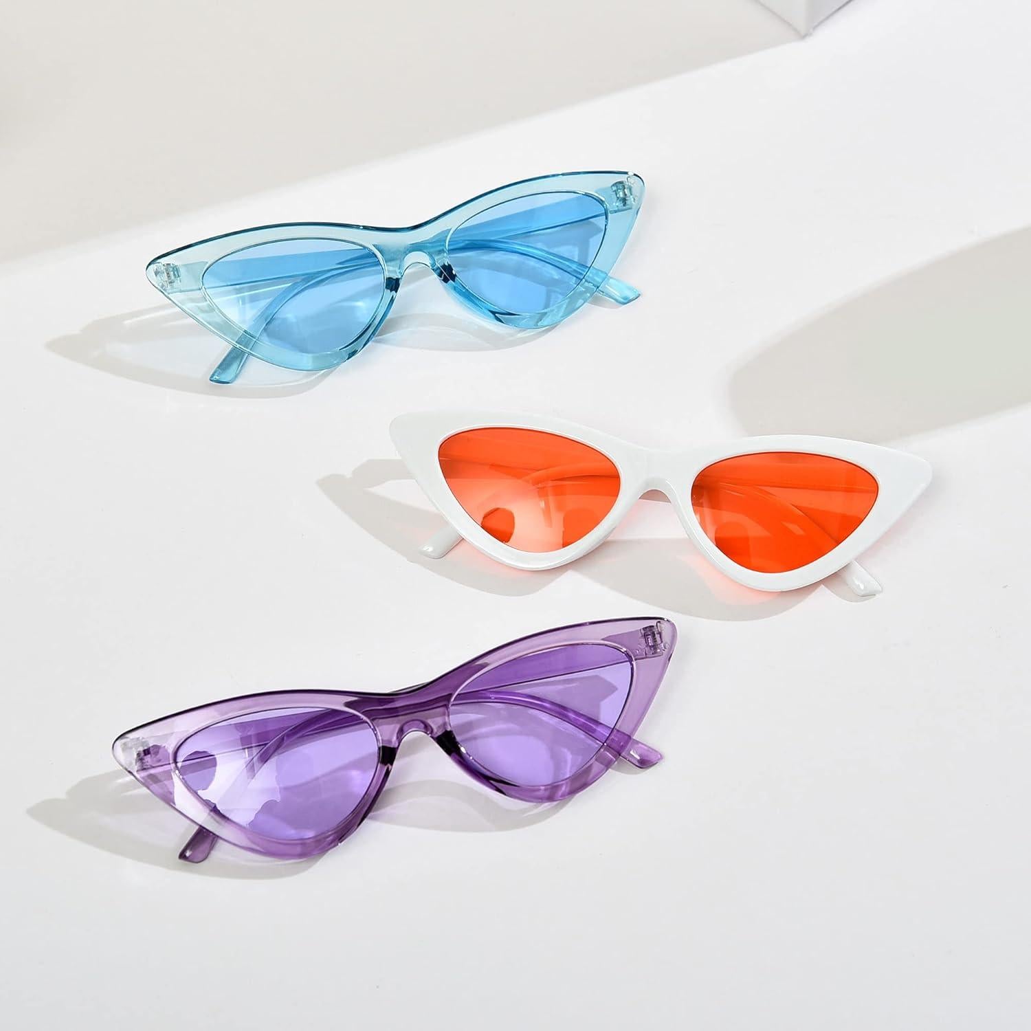 Paquete de 8 Gafas de Sol Retro Ojo de Gato Neón para Mujeres