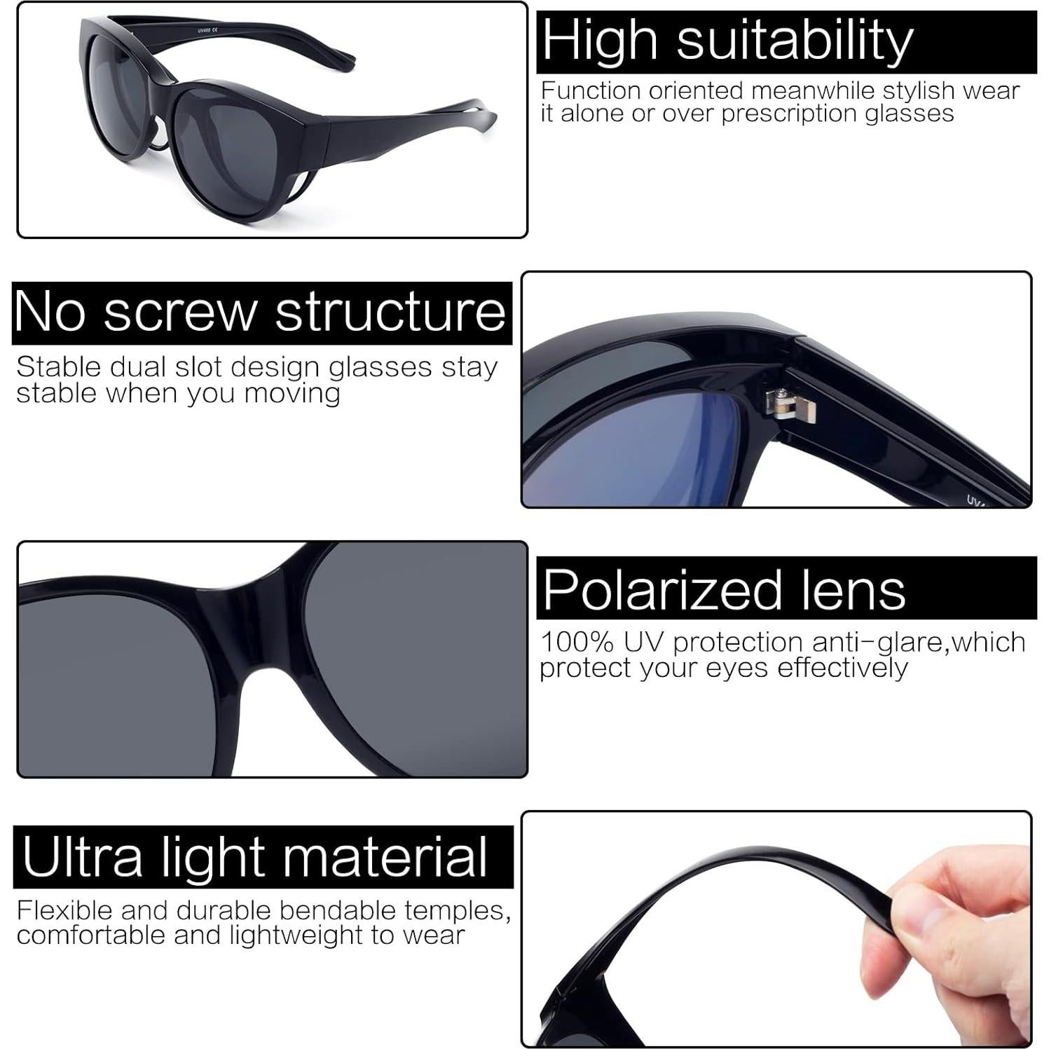 Gafas de sol polarizadas Face Shadow para usar sobre gafas UV400