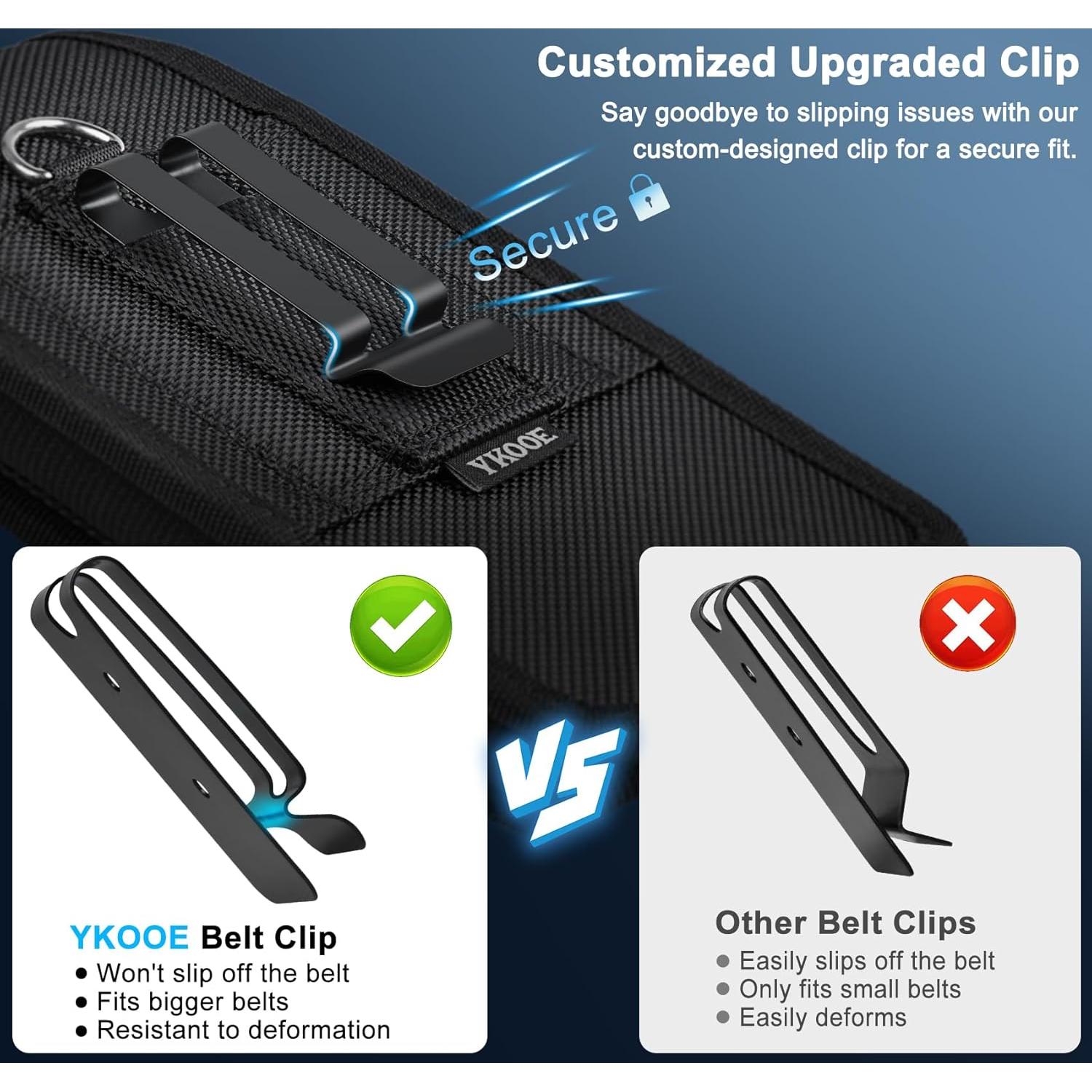 Funda para Teléfono ykooe XL Negra con Clip y Slot RFID