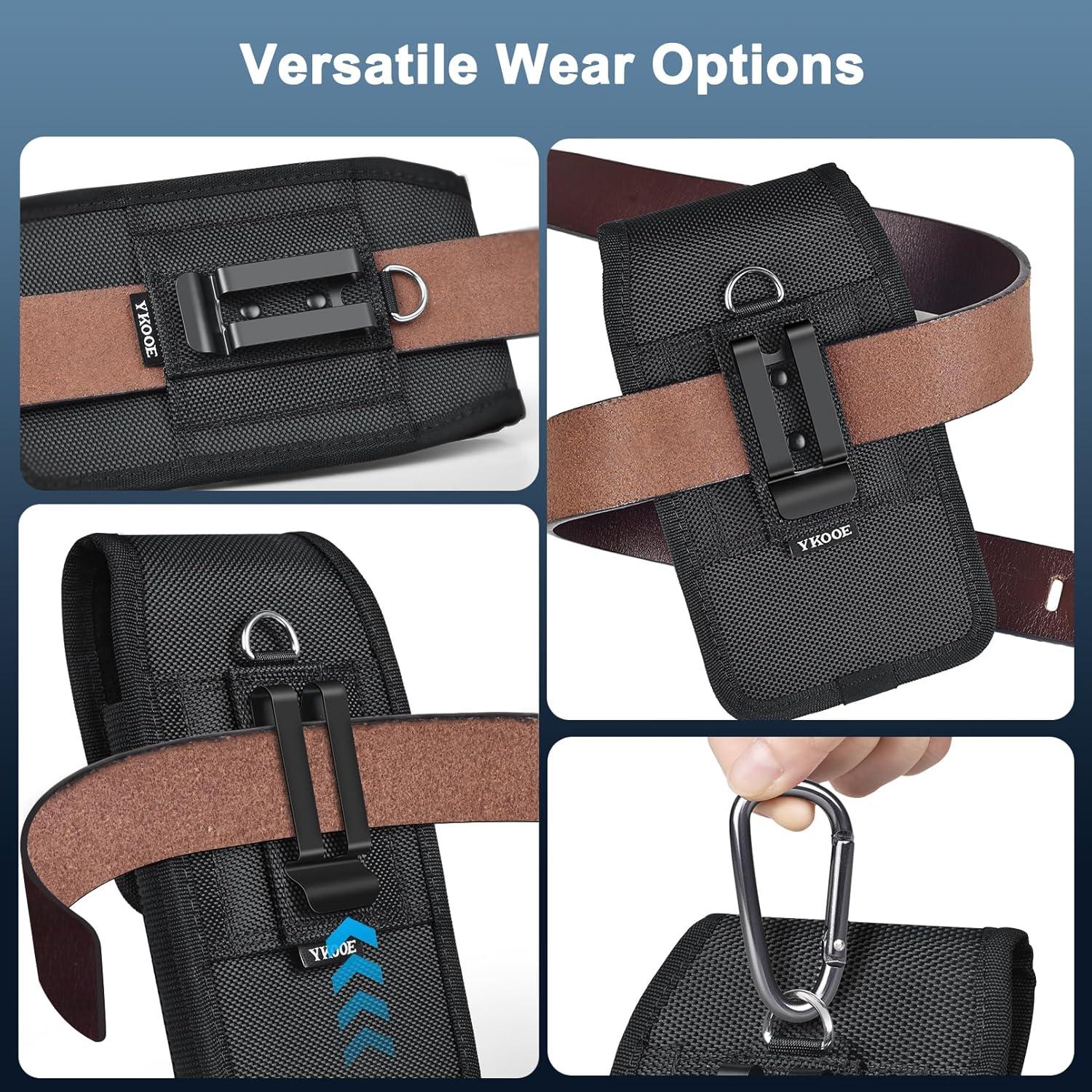 Funda para Teléfono ykooe XL Negra con Clip y Slot RFID