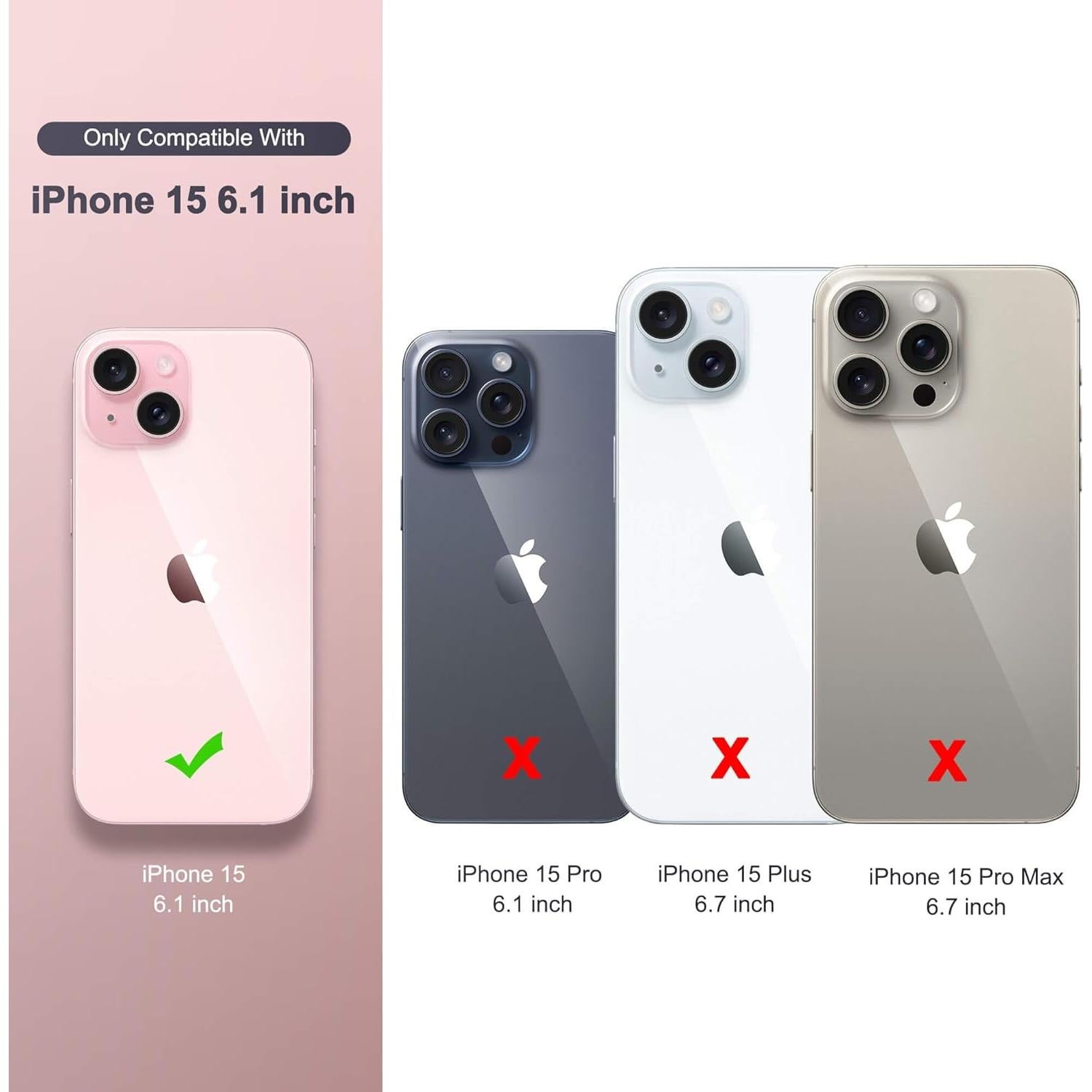 Funda Cartera ULAK para iPhone 15 6.1" Oro Rosa con Soporte