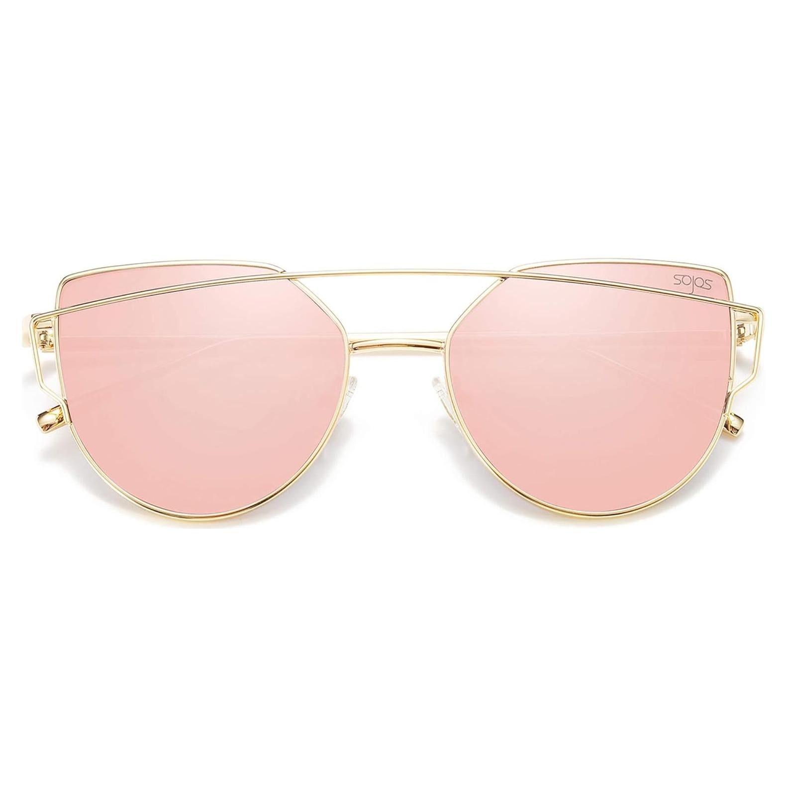 Gafas de sol ojo de gato SOJOS SJ1001 UV400 oro/rosa