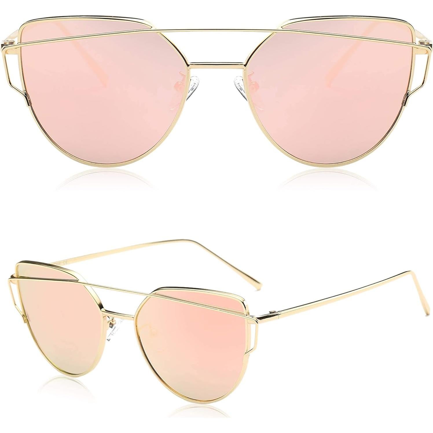 Gafas de sol ojo de gato SOJOS SJ1001 UV400 oro/rosa