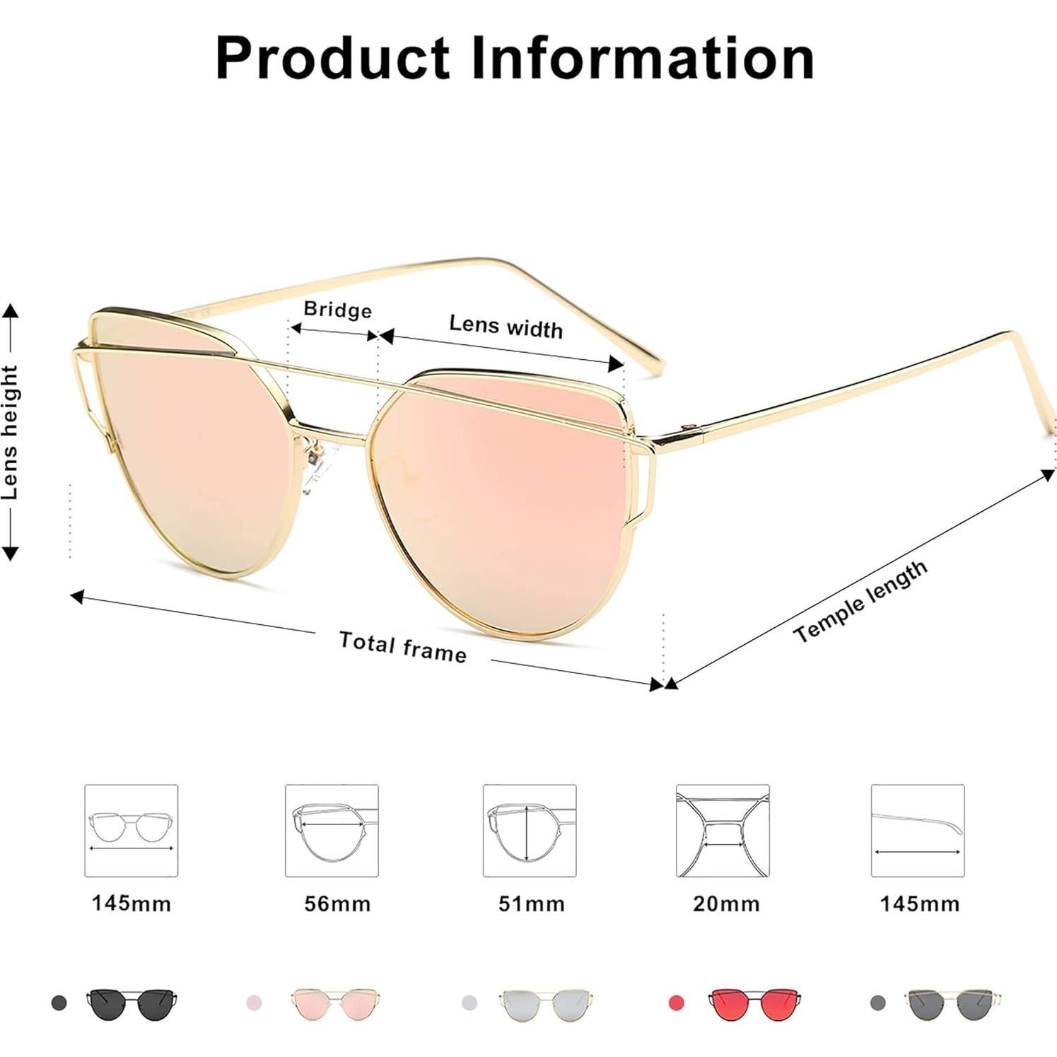 Gafas de sol ojo de gato SOJOS SJ1001 UV400 oro/rosa