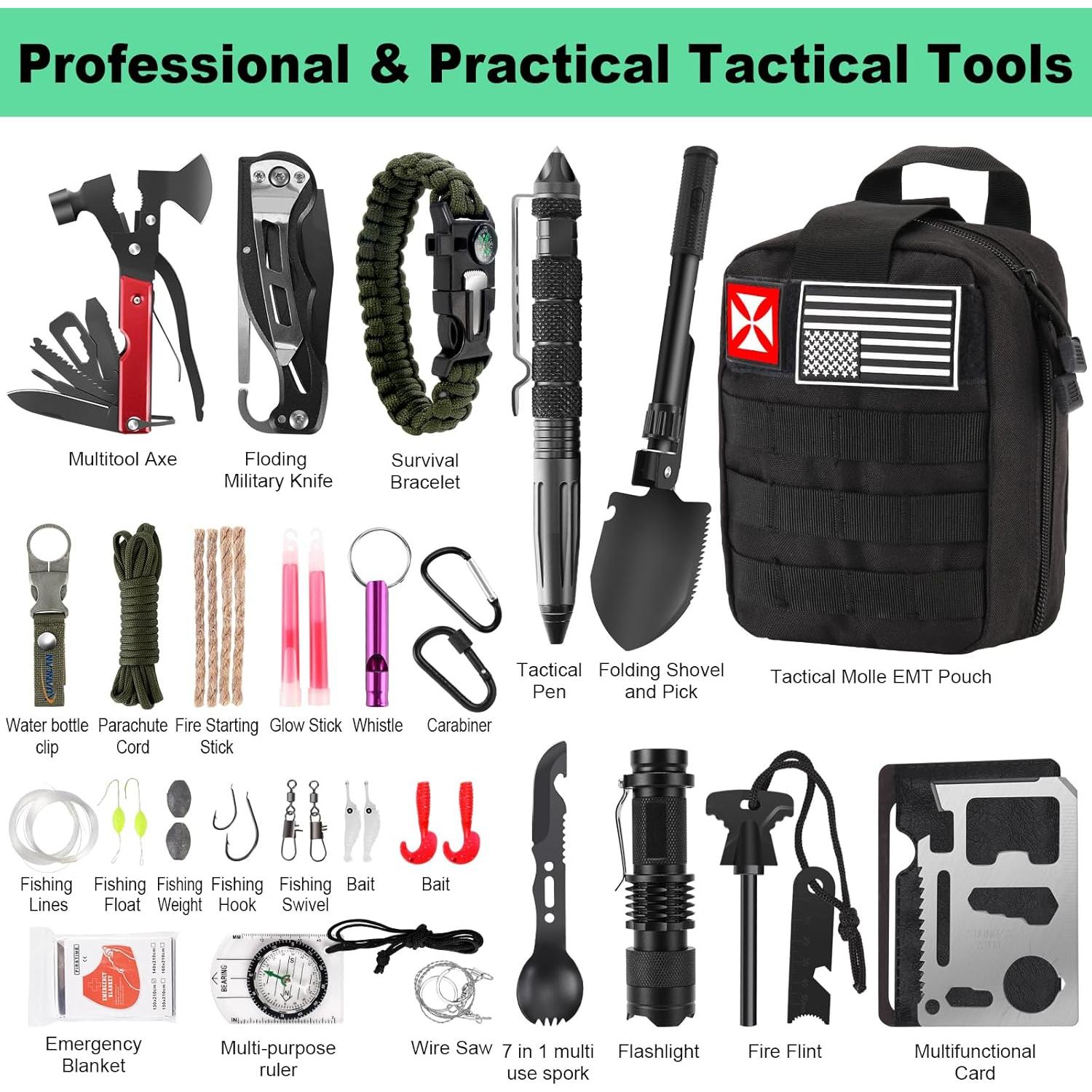 Kit de Supervivencia 256 en 1 Angieast para Emergencias