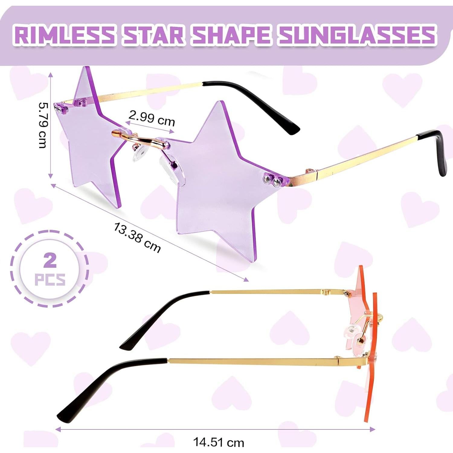 Gafas de sol en forma de estrella sin montura Rosa unisex