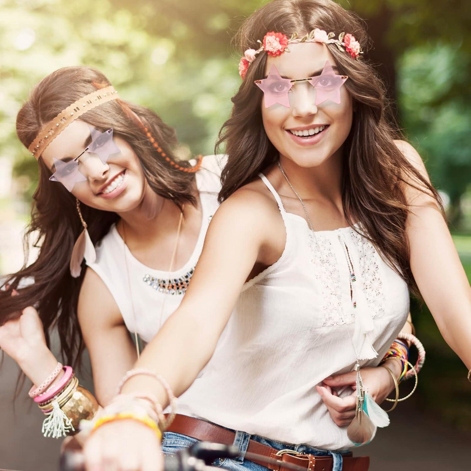 Gafas de sol en forma de estrella sin montura Rosa unisex