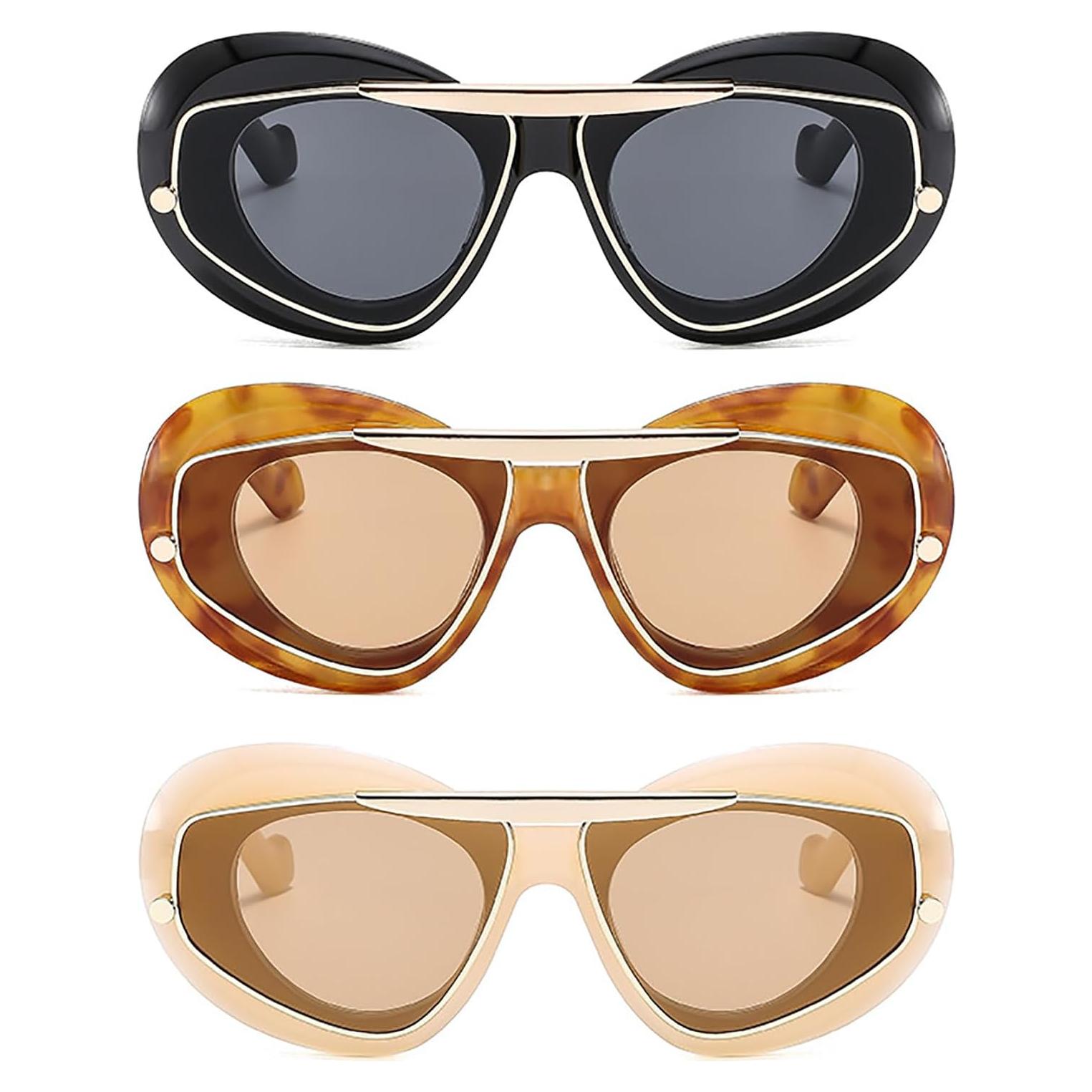 Gafas de Sol Oversized UV400 Laureles 3 Pack Unisex