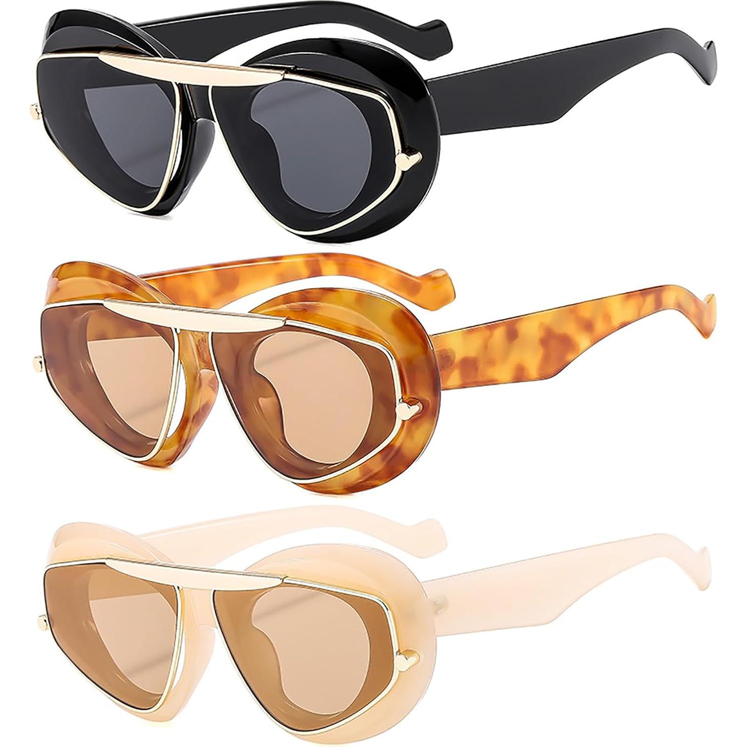Gafas de Sol Oversized UV400 Laureles 3 Pack Unisex