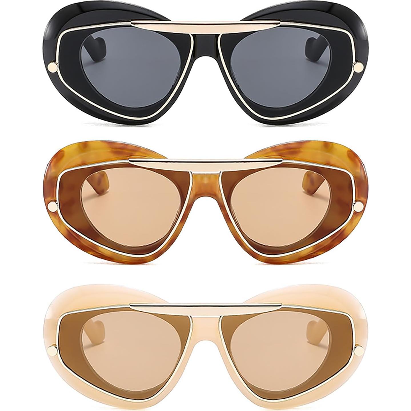 Gafas de Sol Oversized UV400 Laureles 3 Pack Unisex