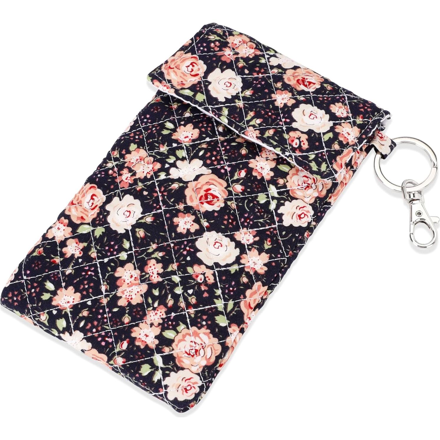 Funda Doble para Gafas Suave con Clip y Llave - Floral Negro