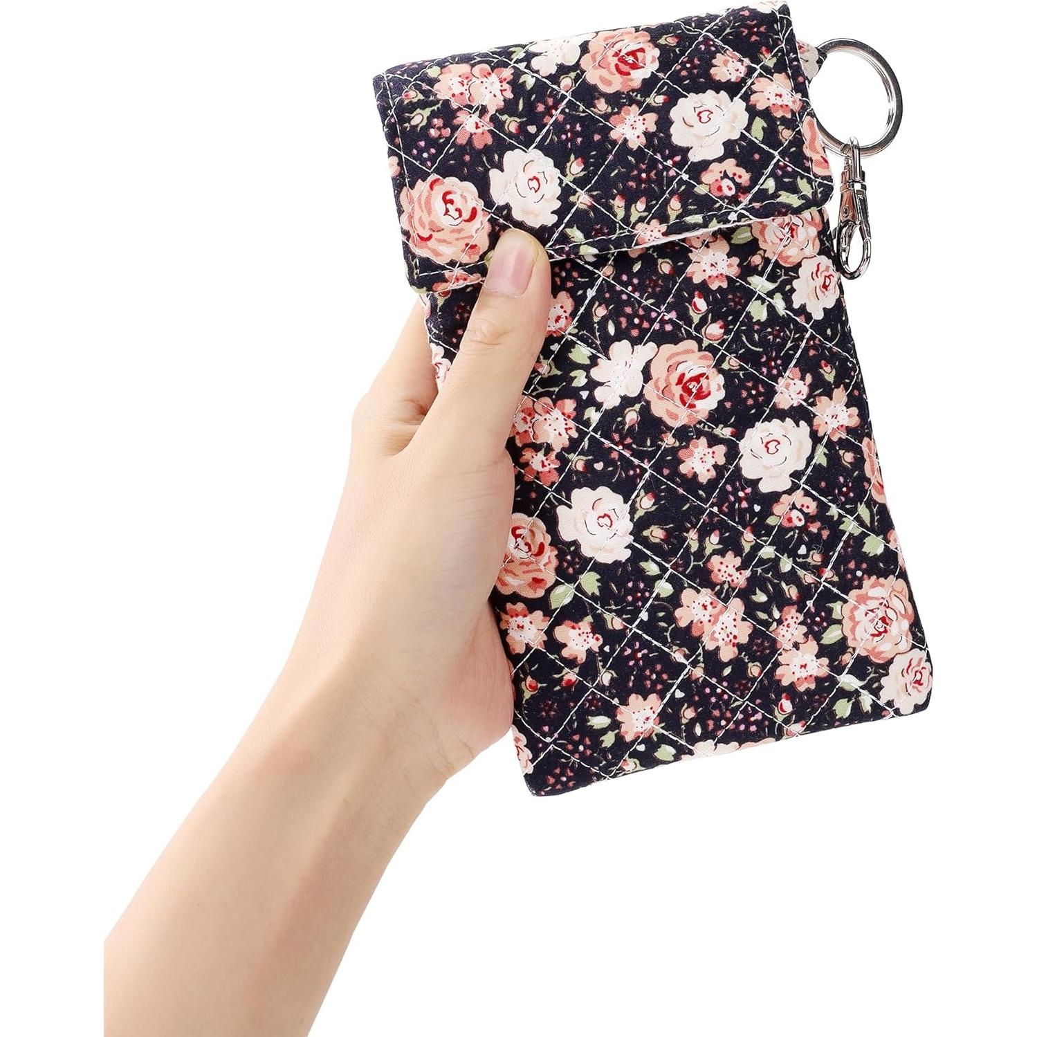 Funda Doble para Gafas Suave con Clip y Llave - Floral Negro