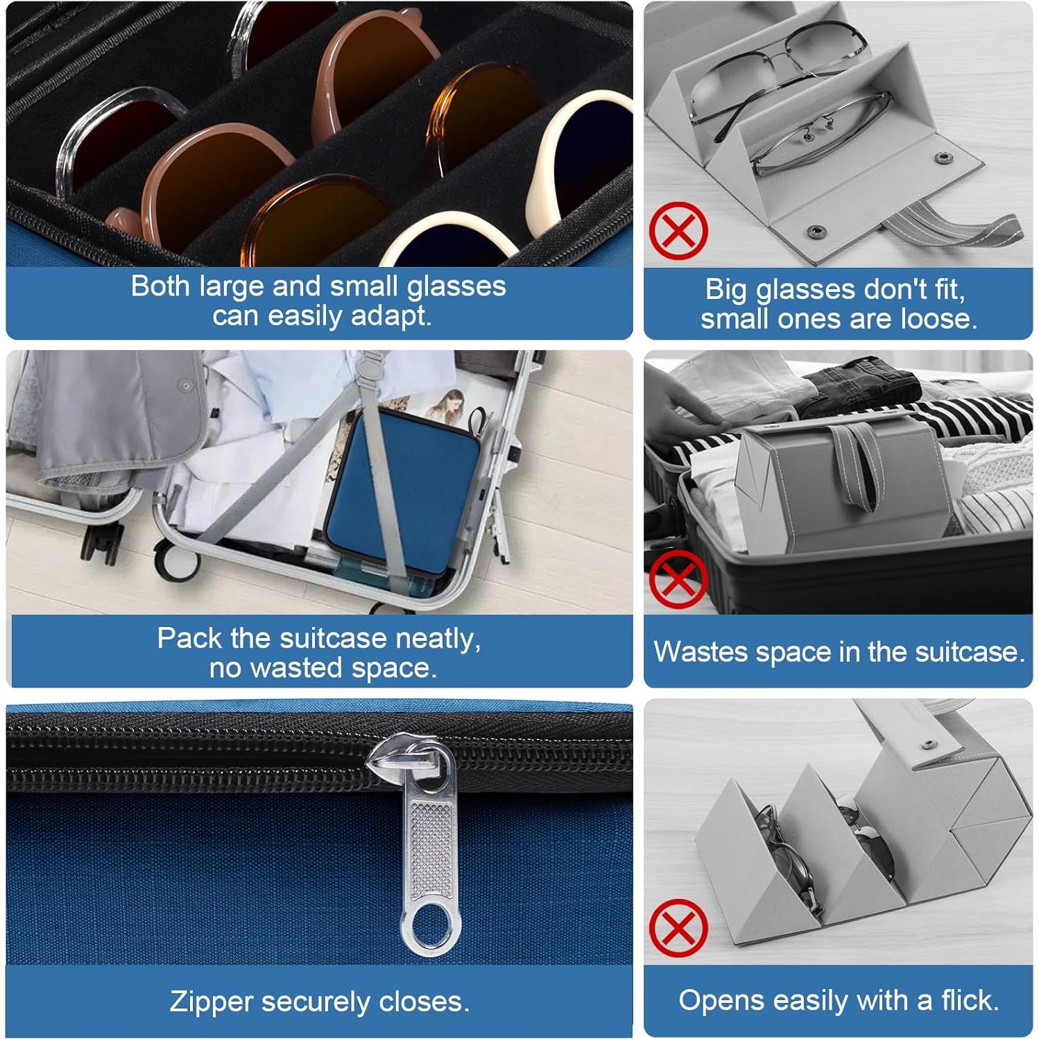 Estuche Organizador de Gafas de Sol Bukere, 4 Ranuras Ajustables