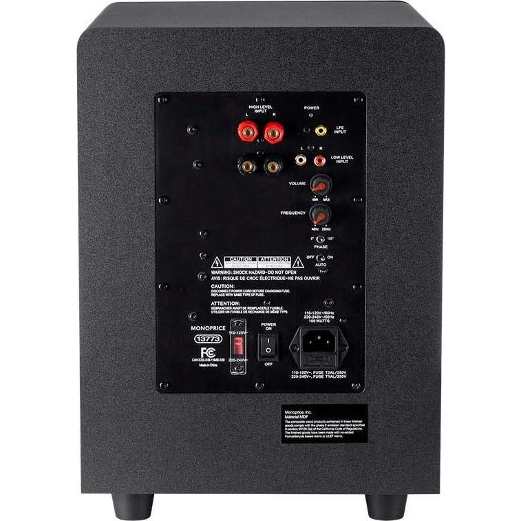 Subwoofer Monoprice 8" 200W Controlador Dinámico Negro