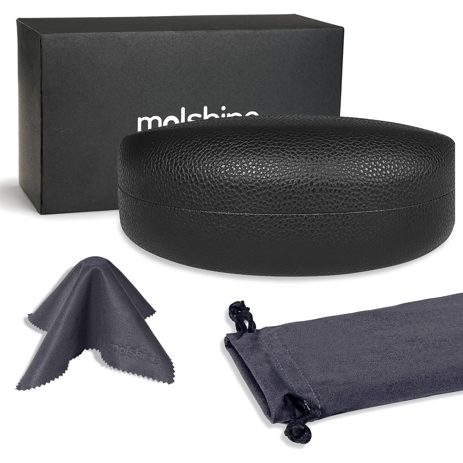 Funda Dura para Gafas de Sol Molshine Negra con Paño