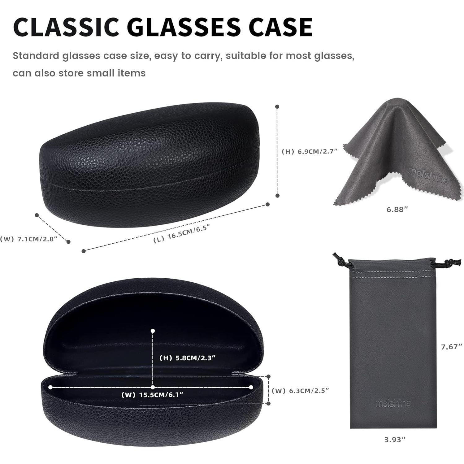 Funda Dura para Gafas de Sol Molshine Negra con Paño