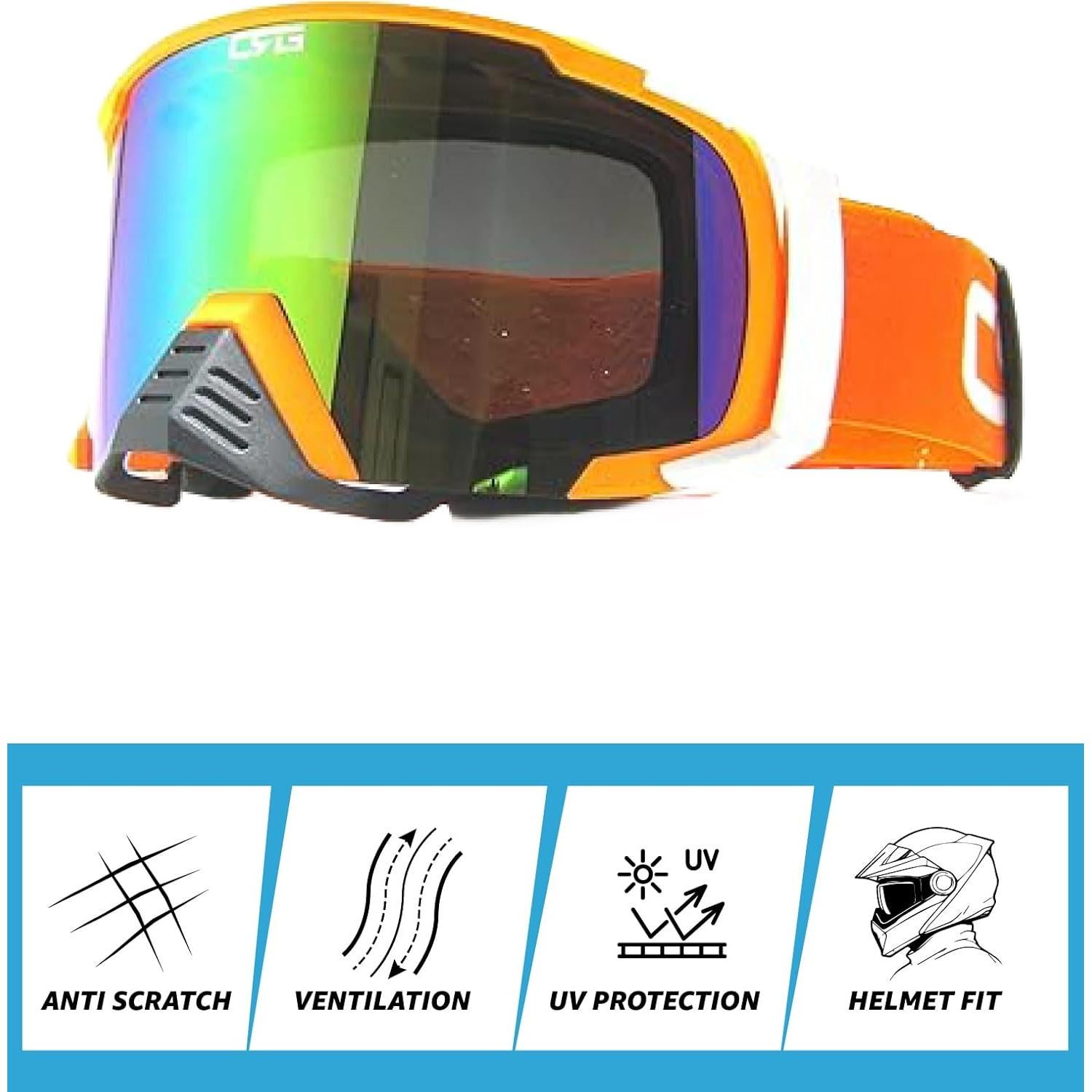 Gafas de Motociclismo CRG Sports T815 Naranja Anti-Niebla