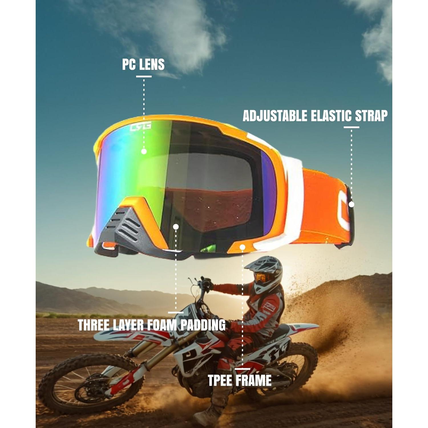 Gafas de Motociclismo CRG Sports T815 Naranja Anti-Niebla