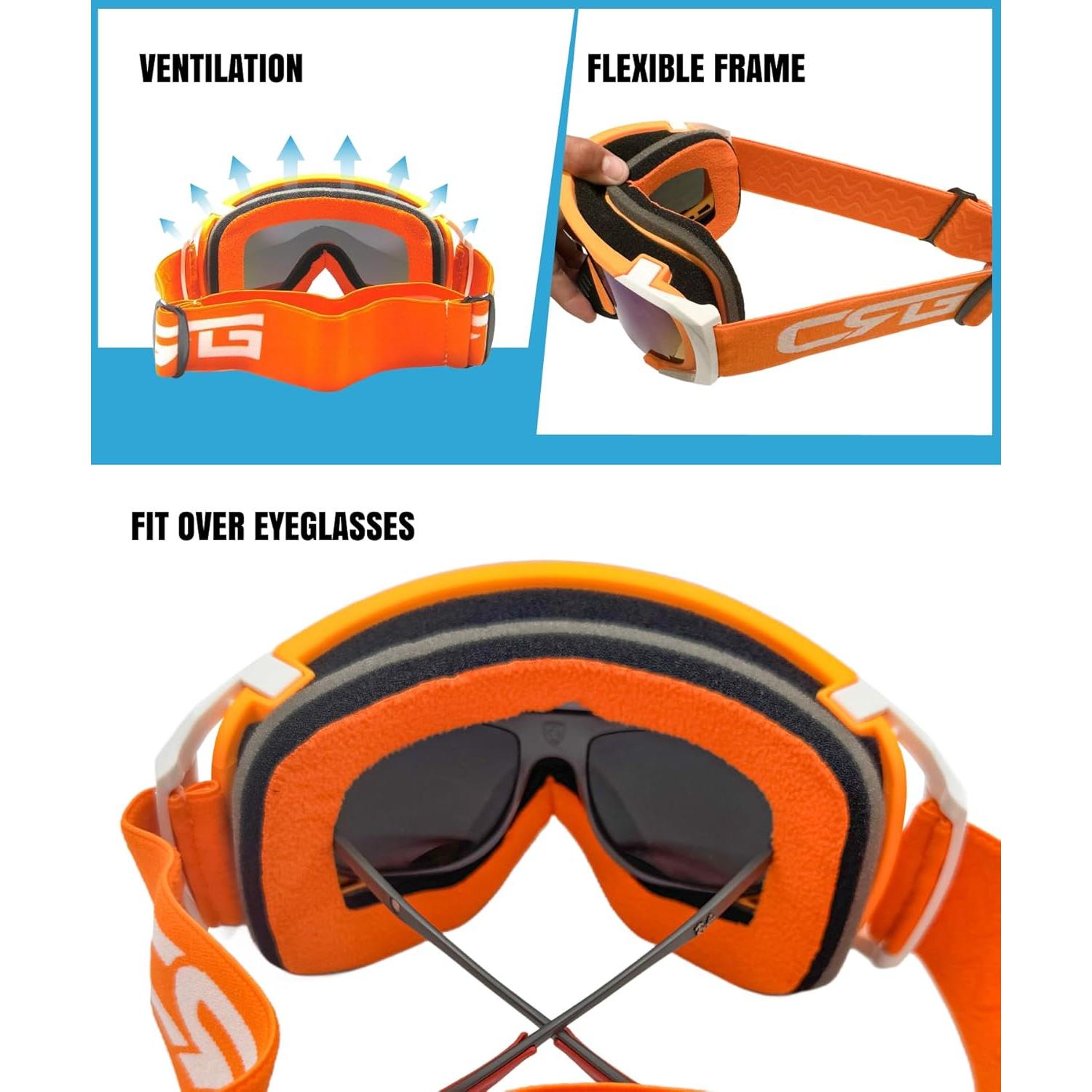 Gafas de Motociclismo CRG Sports T815 Naranja Anti-Niebla
