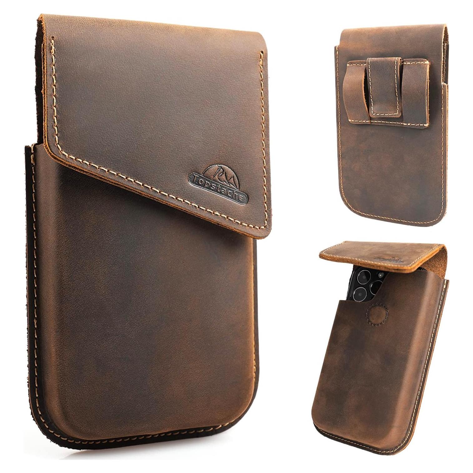 Funda de cuero Topstache para teléfono con clip cinturón
