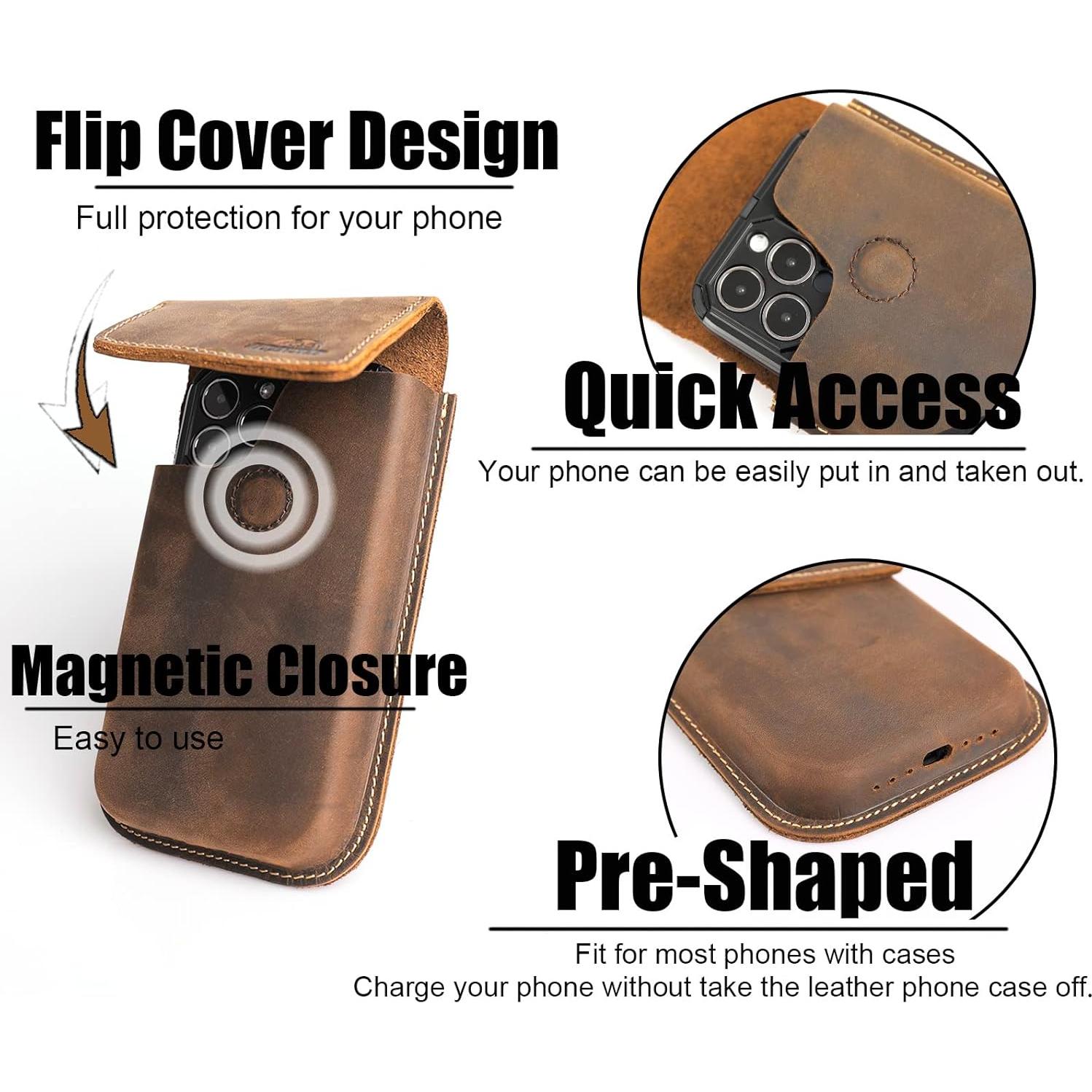 Funda de cuero Topstache para teléfono con clip cinturón
