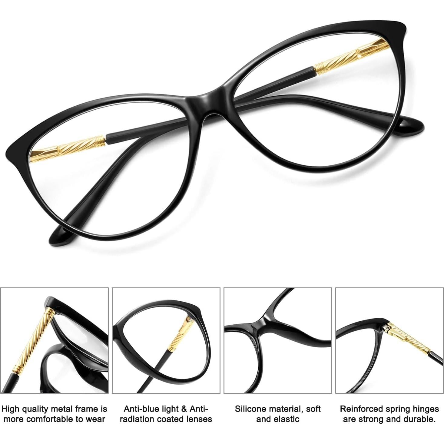 Gafas bloqueadoras de luz azul MEETSUN para mujeres - Marco negro