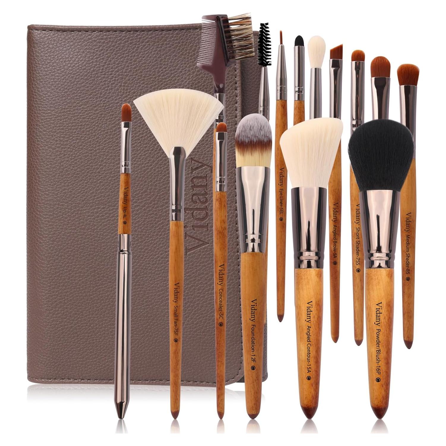 Juego de Brochas de Maquillaje Vidany 15 Piezas con Bolsa