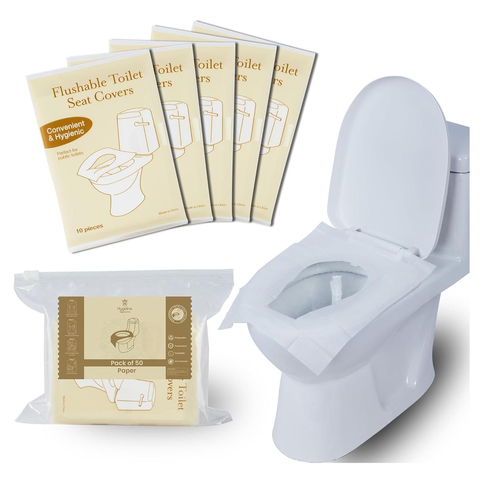 Pack de 50 Cubiertas de Asiento de Inodoro Biodegradables Hygeline