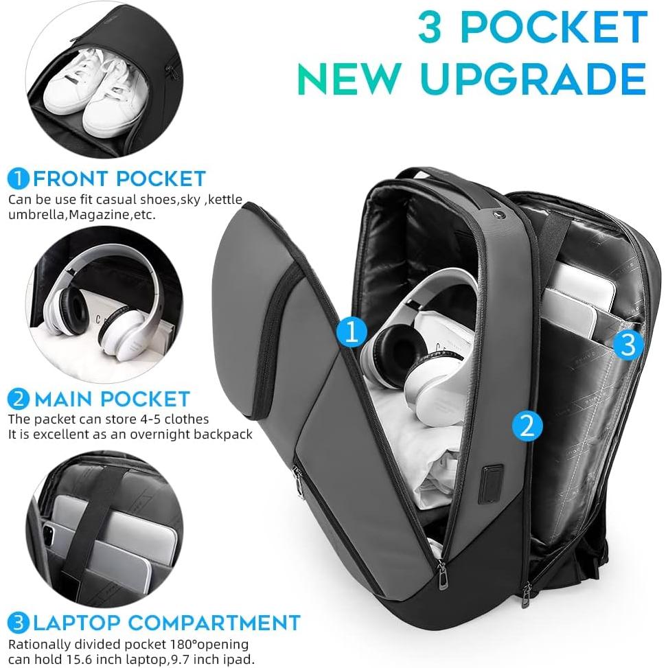 Mochila BANGE Inteligente Impermeable 15.6" USB Gris