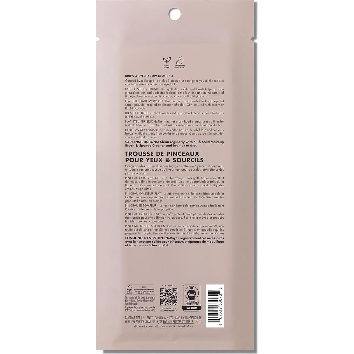 Set de Brochas para Ojos e.l.f. Ultimate 5 Piezas Veganas