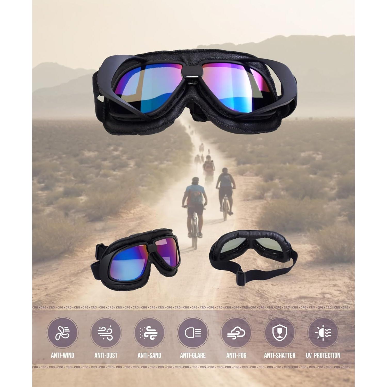 Gafas de Motocicleta CRG Sports Vintage Unisex con Lente UV