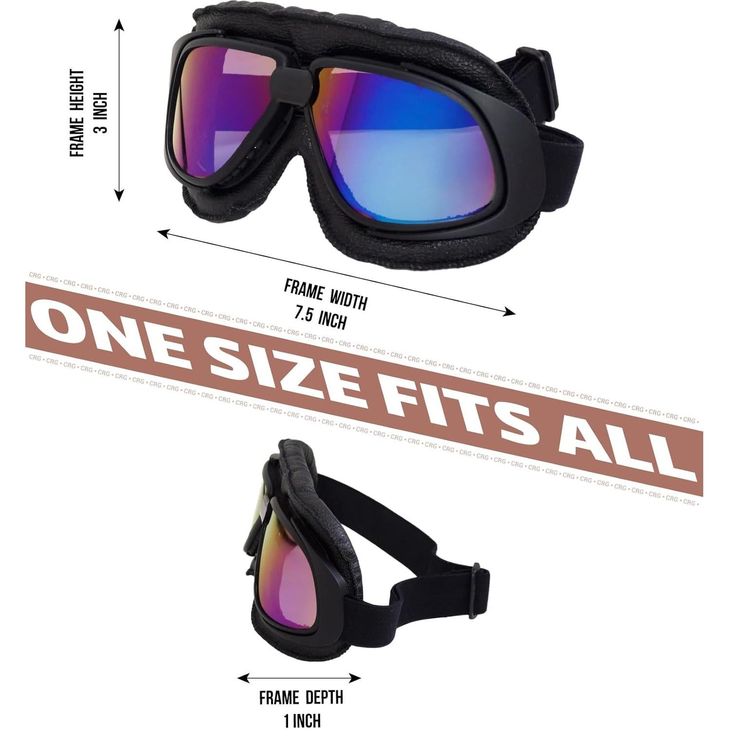 Gafas de Motocicleta CRG Sports Vintage Unisex con Lente UV