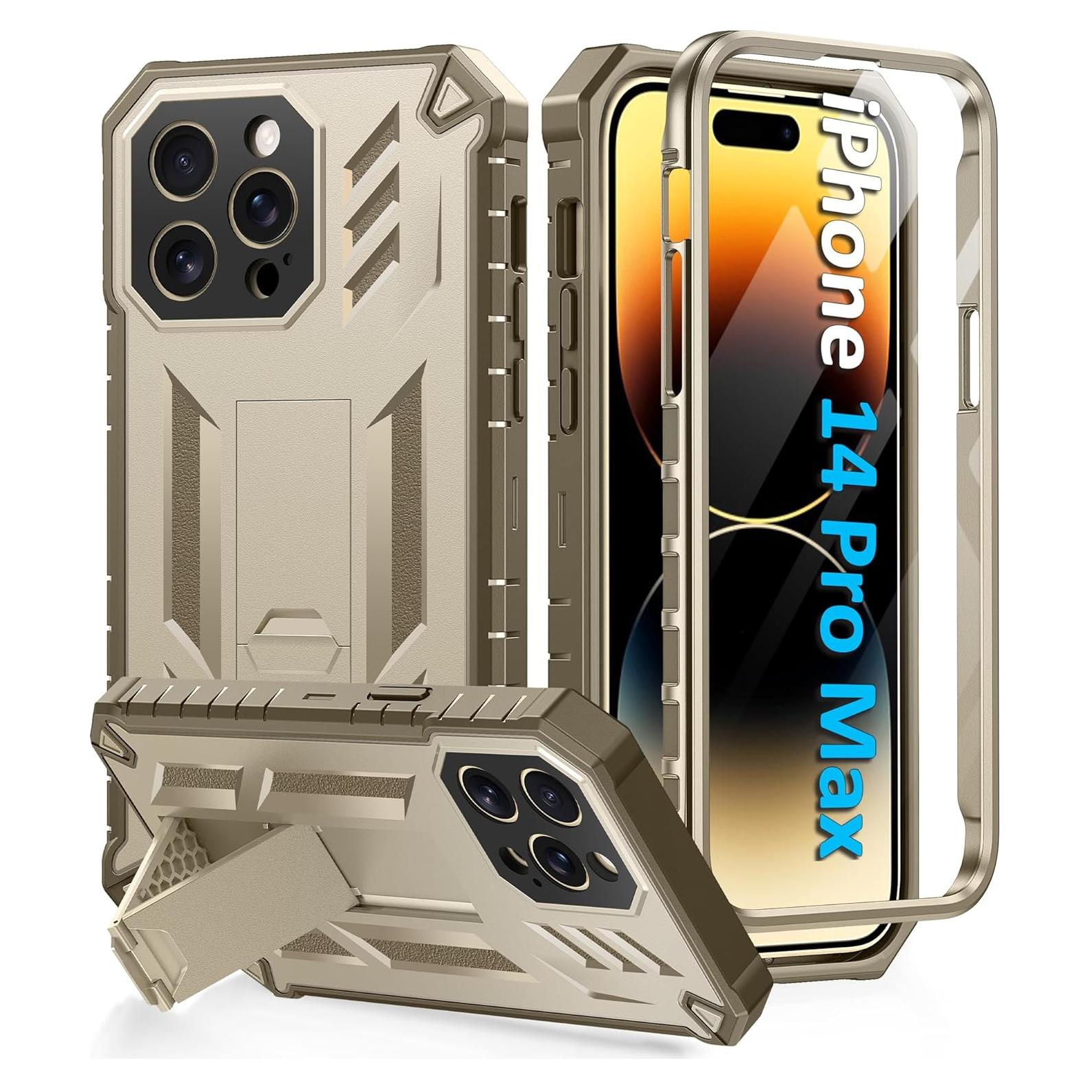 Funda FNTCASE para iPhone 14 Pro Max - Protección Militar Beige